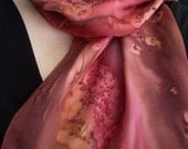 Hand Painted Silk Scarf in Autumn Reds and Browns