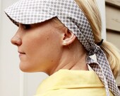 Fabric sun visor - grey dots - 1950s style - tie back