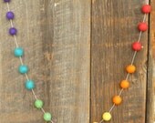 Color Block Garland   -  in six vibrant rainbow colors -- 18 felt balls,  about 3 feet long