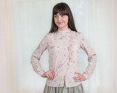 Vintage 1970s Blouse - 70s Floral Blouse - Wild Flowers Asymmetric Ruffle Blouse - S / M