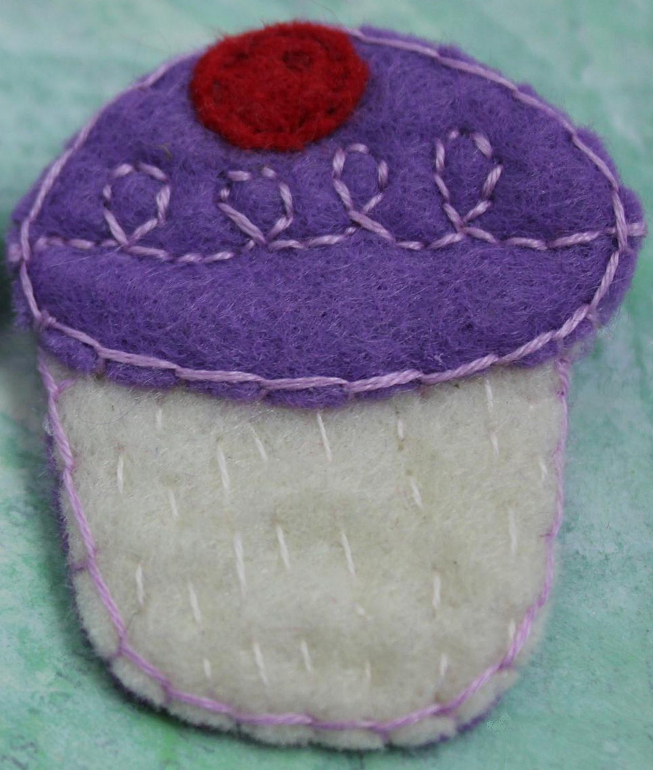 Cupcake Pin, lavender, frosting, cherry, sprinkles, plain