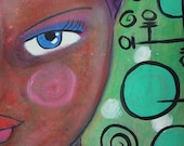Let the Moonlight In, a dreamy, mixed media, pulled art, portrait