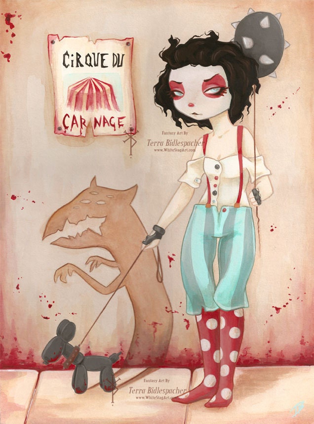 bad clown goth girl 8 by 10 print - Coulrophobia
