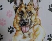 German Shepherd card Alsation greetings card decoupage card - German Shepherd dogs German Shepherds dogs BLANK card can be personalized pink