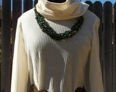Stylish Winter White Sweater Dress Vintage 70s Versatile COWL NECK Medium 8 10
