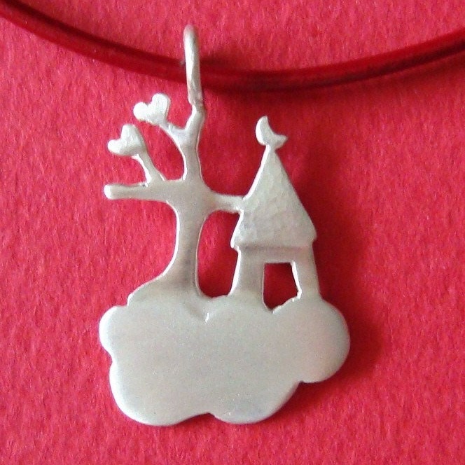 Dream House Cloud Necklace sterling silver Tree Heart Gift Jewelry Kids Girl Women mom  for her spring
