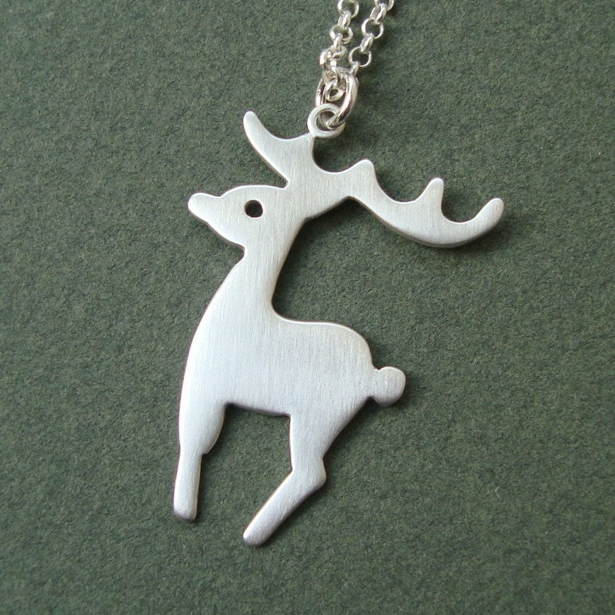 Reindeer Necklace sterling silver Deer Buck Fawn Pendant Kids Stag Woodland Forest Jewelry mom for her spring