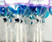 24 Graduation Party Favors - Congratulations - gourmet lollipops in purple wrappers