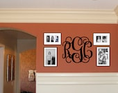 18x21 MONOGRAM Wall Decal (3 Initial Design) vinyl monogram letters (W00931)