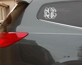 6x7 MONOGRAM Car Decal (3 Initial Design) vinyl monogram letter automotive sticker (W00931)