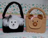 CROCHET PATTERN Girl Purse Animal Bear and Poodle Purse