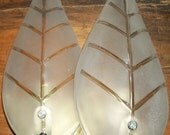 Double Frosted Leaf Glass and Brass Light Sconce