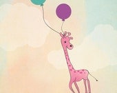 Art Print, Giraffe, Home Decor, Children, Nursery, Original illustration from Penelope and Pip,
