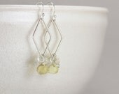 diamond hoop earrings with lemon quartz and aquamarine . lemonade