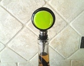 Wine Bottle Stopper Lime and Black Large Size - Handmade Fused Glass
