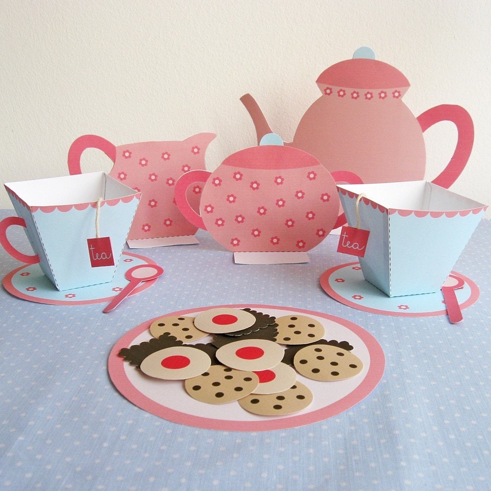 Printable tea set - PDF paper craft
