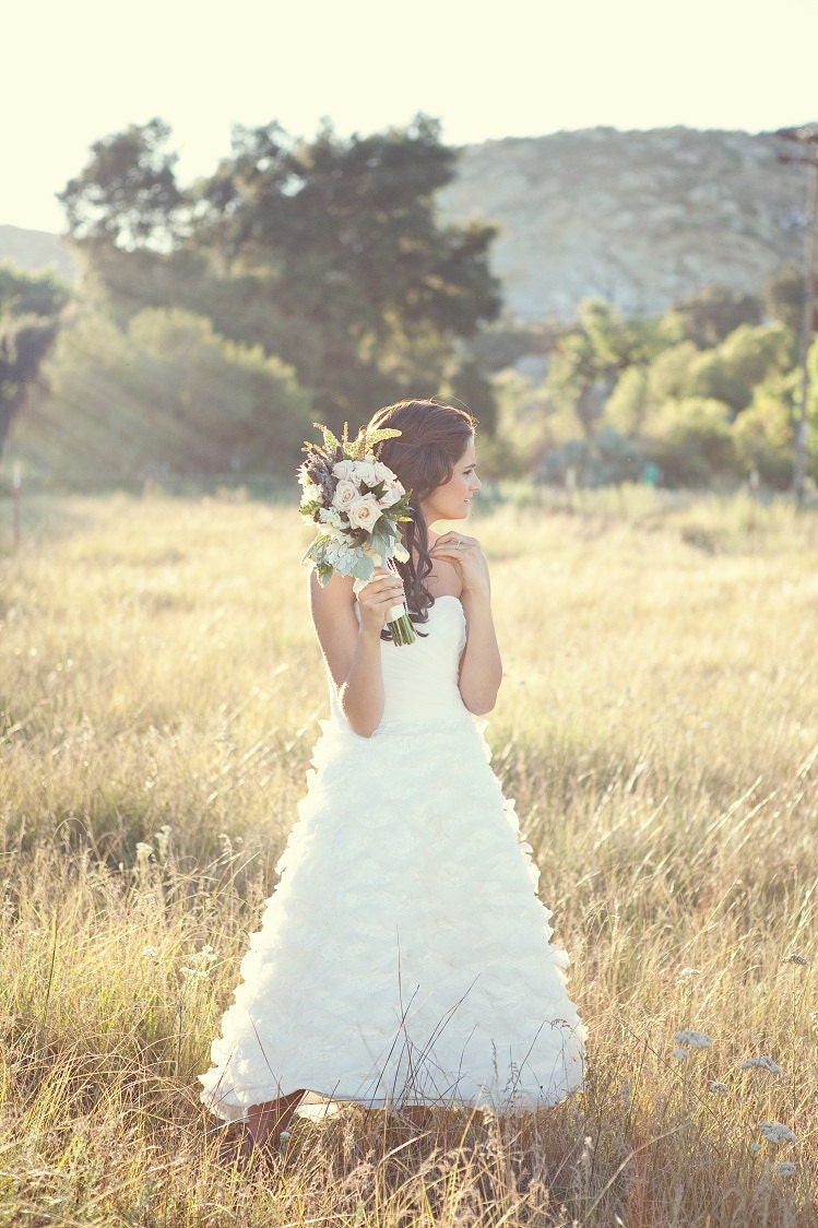 Ruffle Tea Length Wedding Dress