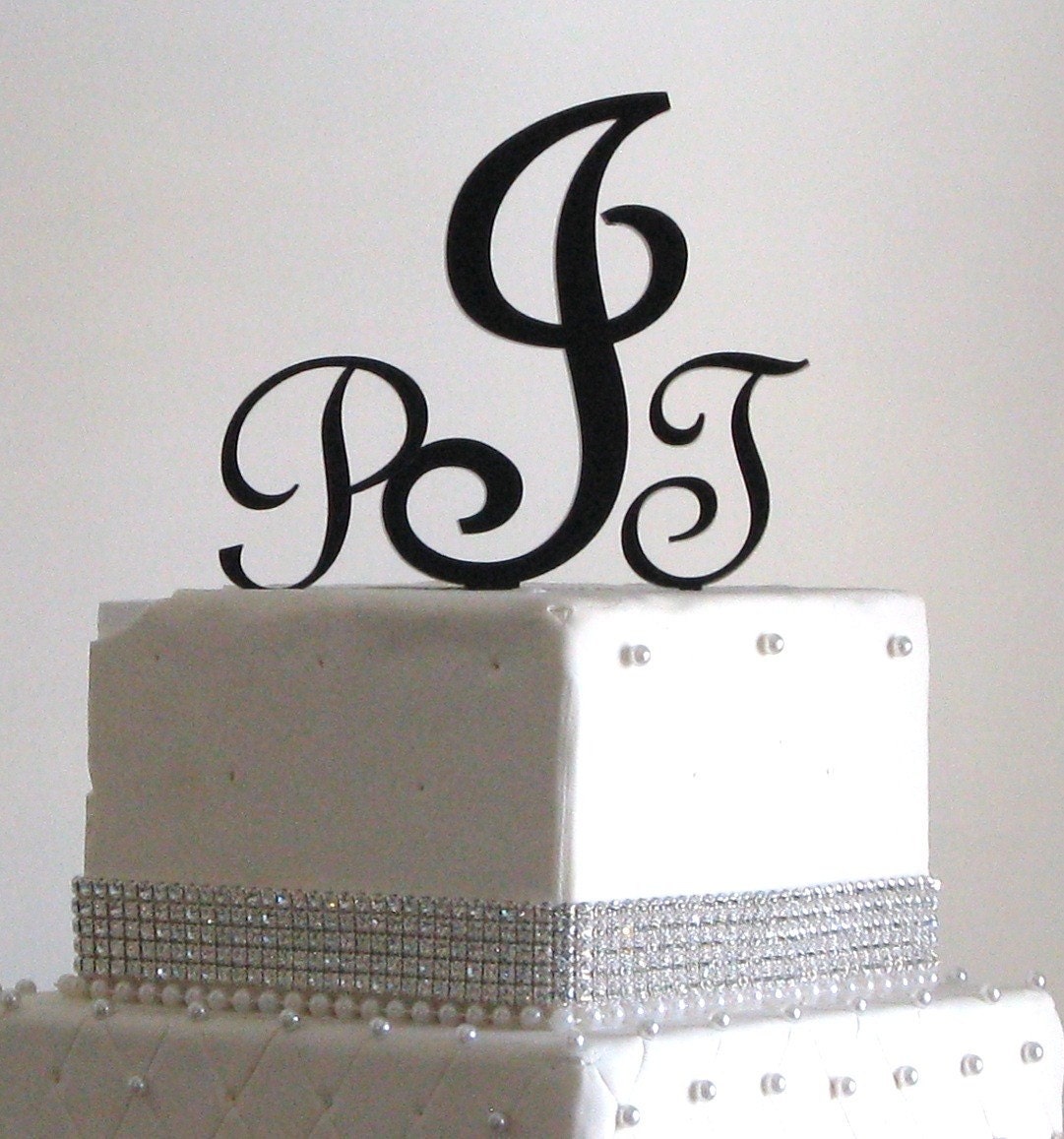 Three Letter Monogram Cake Topper