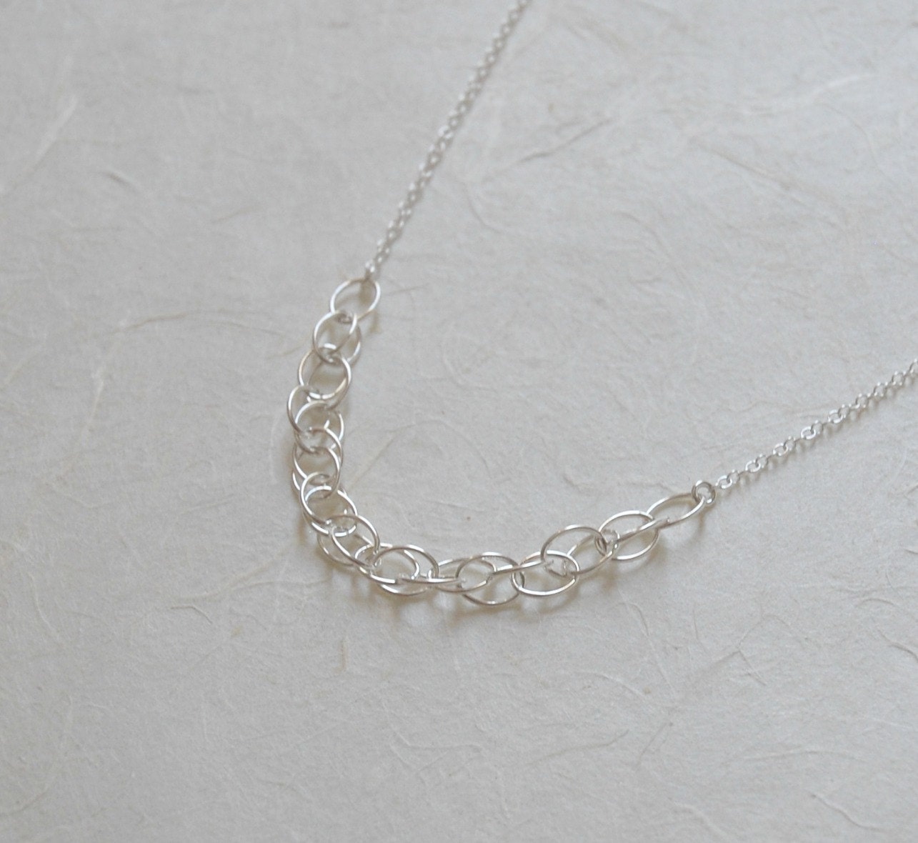 Silver links necklace - sterling silver delicate ovals chainmaille style - simple feminine modern jewelry - Stephanie