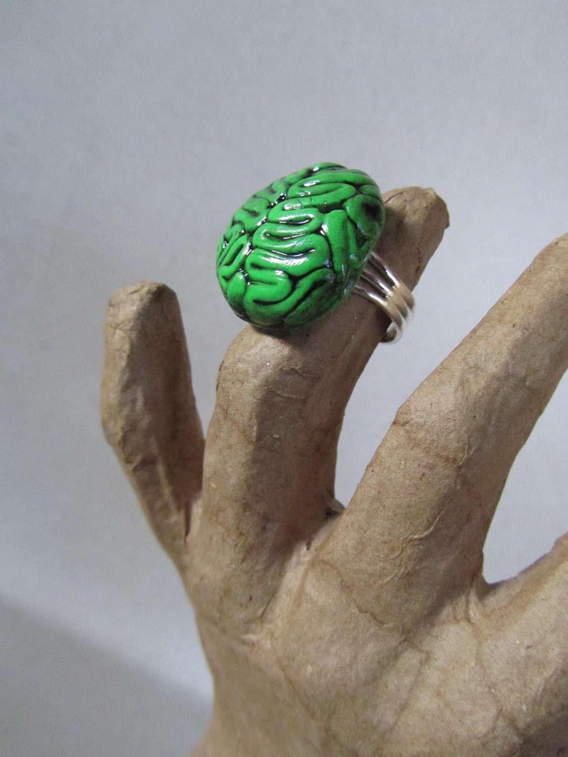 Neon toxic green  Zombie Brain ring