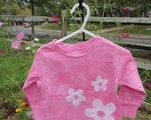 SALE Toddler T-Shirt: Pink with Batik Flowers, Long Sleeves (2T) Ready to Ship