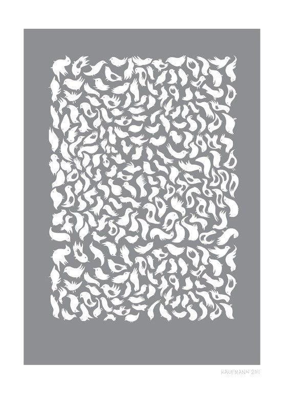 Grey Birds Print - 8x10 or A4