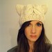 Cat hat cable beanie - Cloud