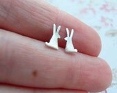 Tiny Silver Bunny Stud Earrings Made to Order
