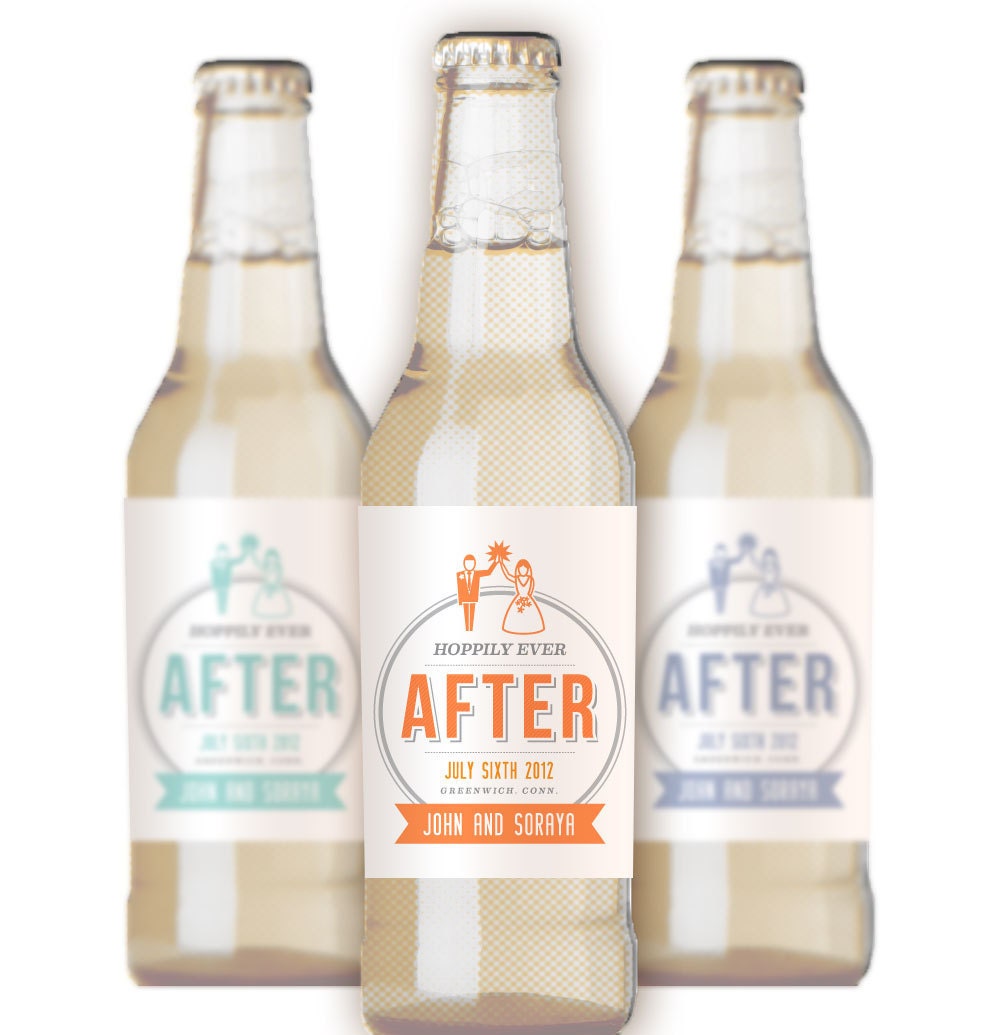 24 Personalized Wedding Beer Labels / Wedding Favors, Bridal Showers, Rehearsal Dinners, Engagement Parties / Bride & Groom High Five