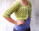 Pistachio Hand crocheted Lace Bolero Sweater