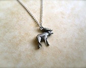 moose charm necklace with silver plated chain
