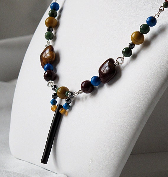Mokaite and sterling silver necklace - Fine jewelry - Sterling silver (.925) and genuine stones