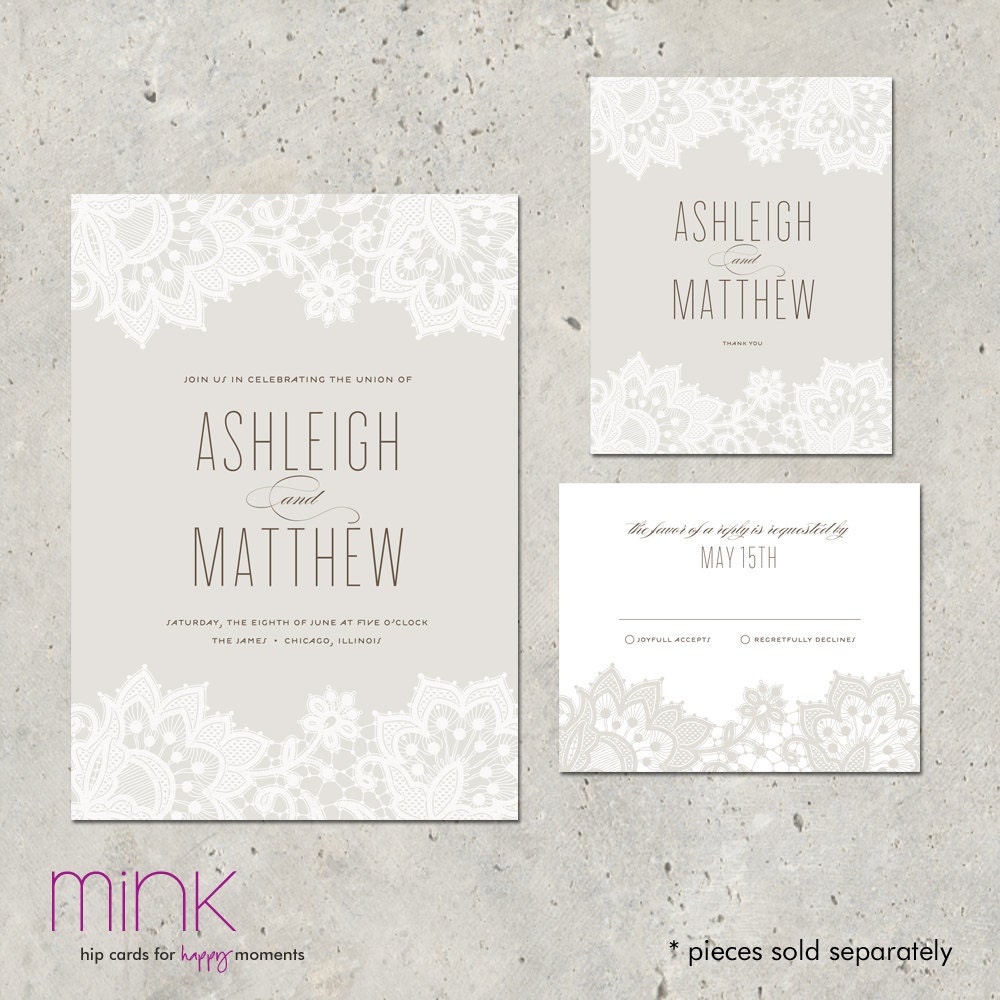 wedding invitation lace romantic modern - "Love & Lace"