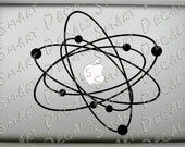 Atom Surrounding Apple Vinyl Decal Sticker Macbook Laptop Science Geek