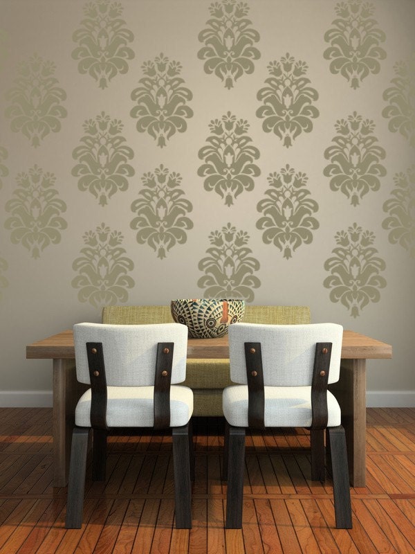 Wall Decal Damask Wall Pattern Tulip Design Textile Flower Shape
