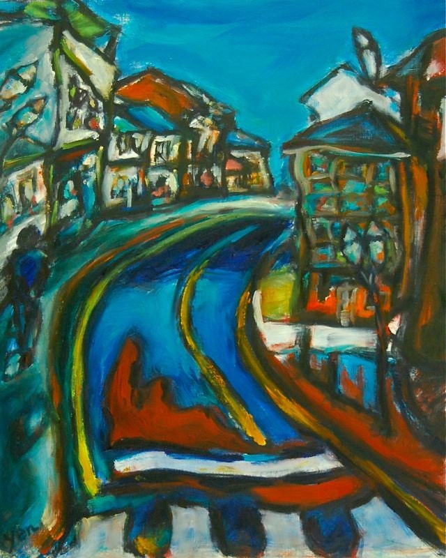 Lonely Road - 8x10 Giclee Print of Spain Camino de Santiago Surreal Landscape Oil Painting - Gift for Travel Hiker & Whimsical Art Lover