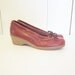 Size 6 1/2 vintage 1970s slip on loafers wedge heel Oxblood Leather Shoes