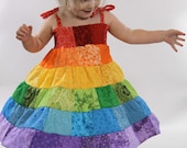Rainbow Dress - Toddler/Girls Patchwork Smocked Twirl Sundress - 12m, 18m, 2T, 3T, 4T, 5, 6