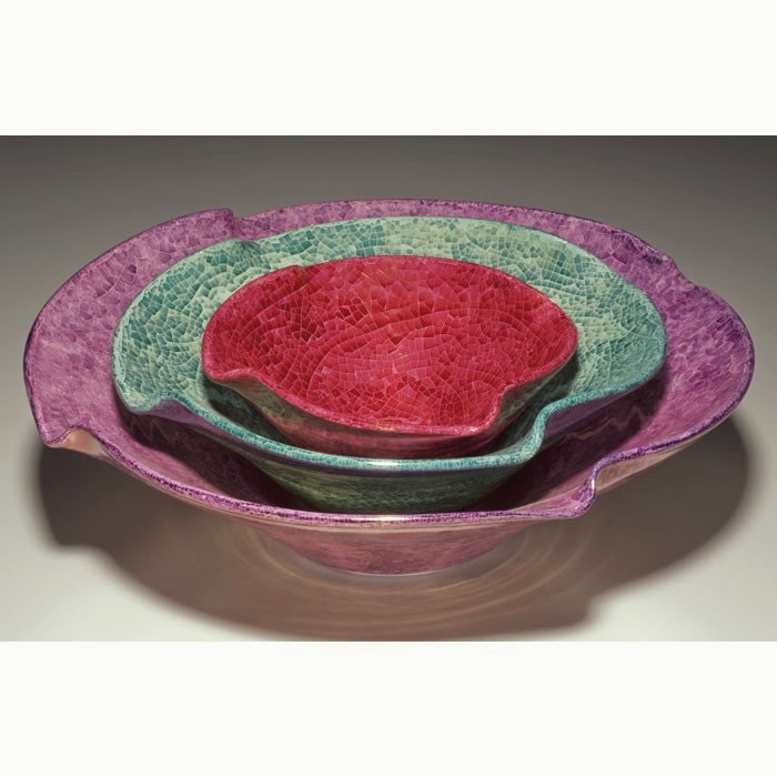 Red Twist Bowl Serving Handmade studio Pottery ceramics Modern design wheel thrown textured metallic glaze bright ruby pomegranate