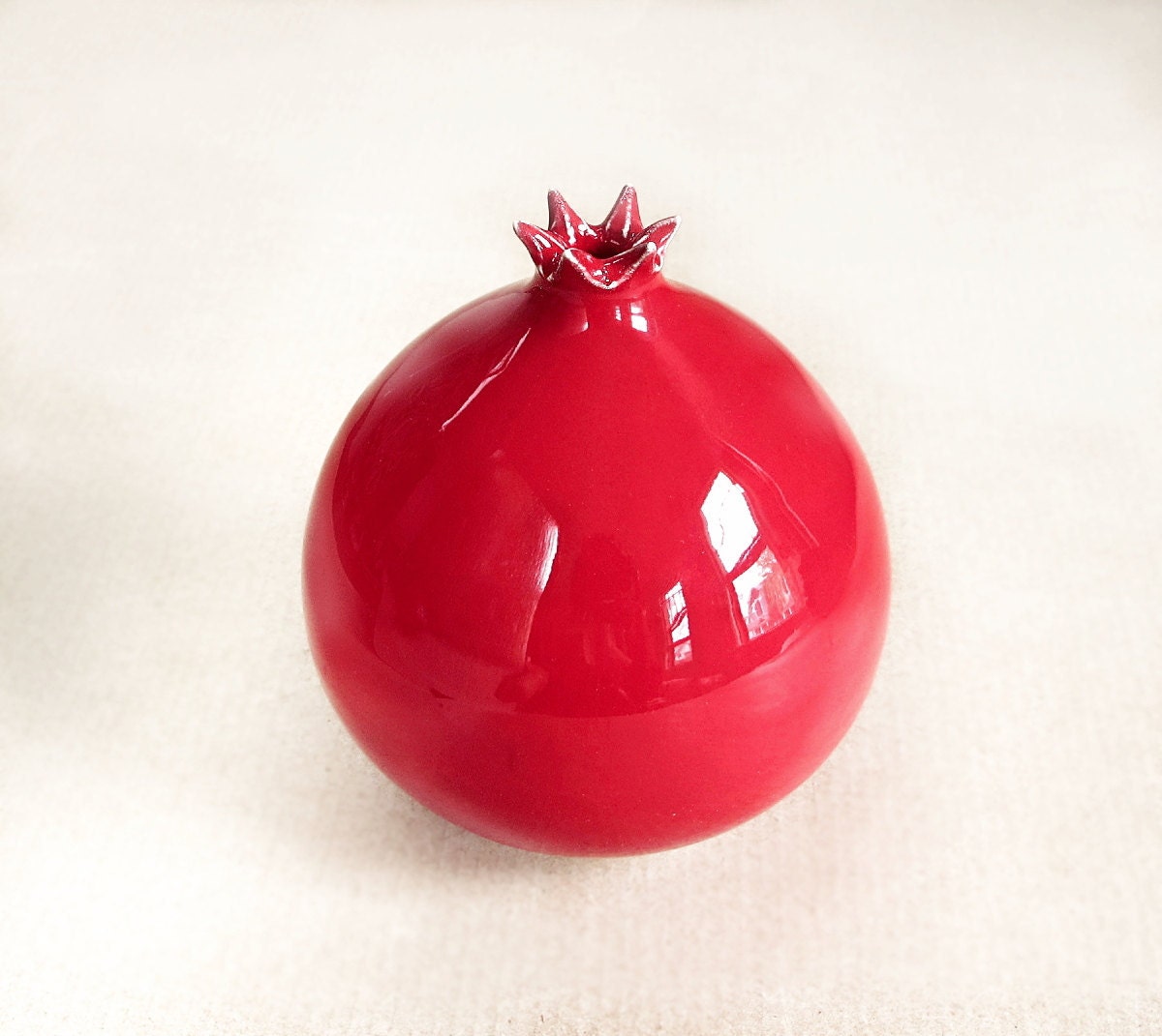 Red Bright Home Decor, The Original Ceramic Red Pomegranate Fruit Vase, Handmade Pottery / Modern Kitchen Table, vases vessel Housewares