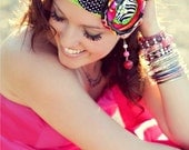 Wild Child Head Wrap. Headband in Zebra and Multi Color