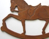 Pressed Wood Rocking Horse, Vintage Wood Horse Wall Hanging