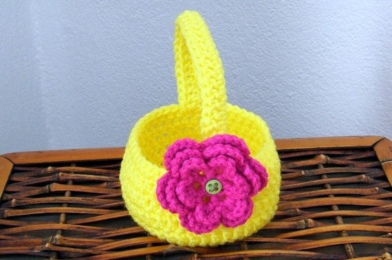 Spring Basket with Flower Crochet Pattern PDF