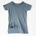 Women tops tshirt BIKE - Small, Medium, Large, Extra Large - Organic Cotton - Womens - Light Blue - Alternative Apparel - Eco-Friendly Tee