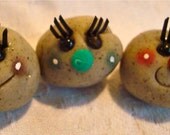 GIRL Pet ROCK with EYELASHES - Polymer Clay Pet Rock Figurine