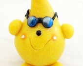 VACATION PARKER with Sunglasses - Polymer Clay Character - Sunshine Yellow with Glitter