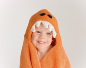 Orange Dinosaur Hooded Towel