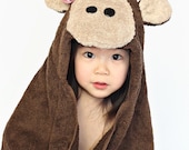 Girl Monkey Hooded Towel
