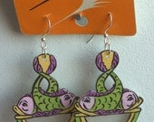 Green Nouveau Fish Earrings