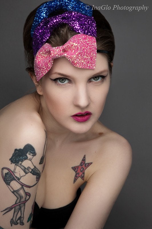 Candy Pink Glitter Bow Headband